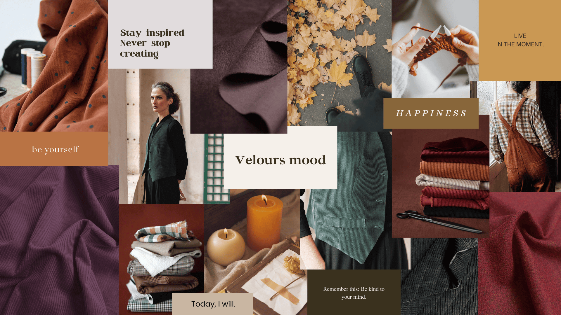 Tissu velours moodboard